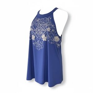 Eyeshadow Blue Embroidered Sleeveless top